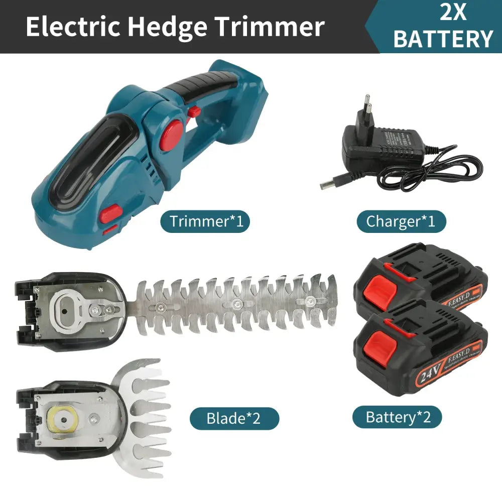 Taille-haie sans fil 2-en-1 avec 2 batteries Bleu France