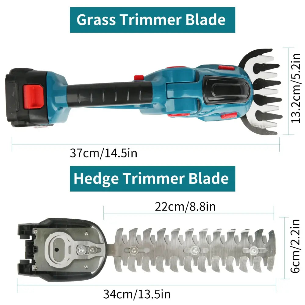 Taille-haie sans fil 2-en-1 avec 2 batteries