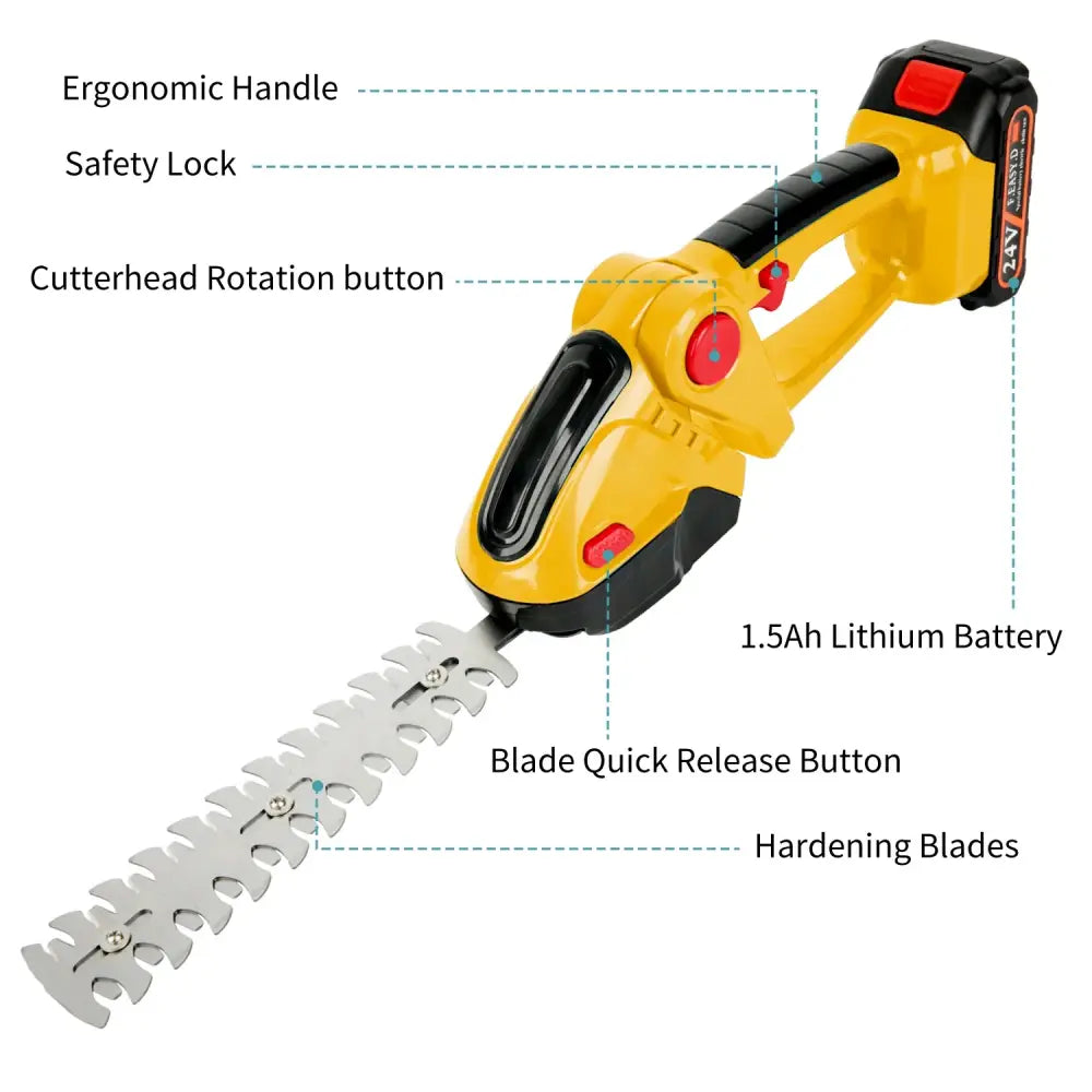 Taille-haie sans fil 2-en-1 avec 2 batteries