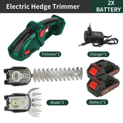Taille-haie sans fil 2-en-1 avec 2 batteries Vert France