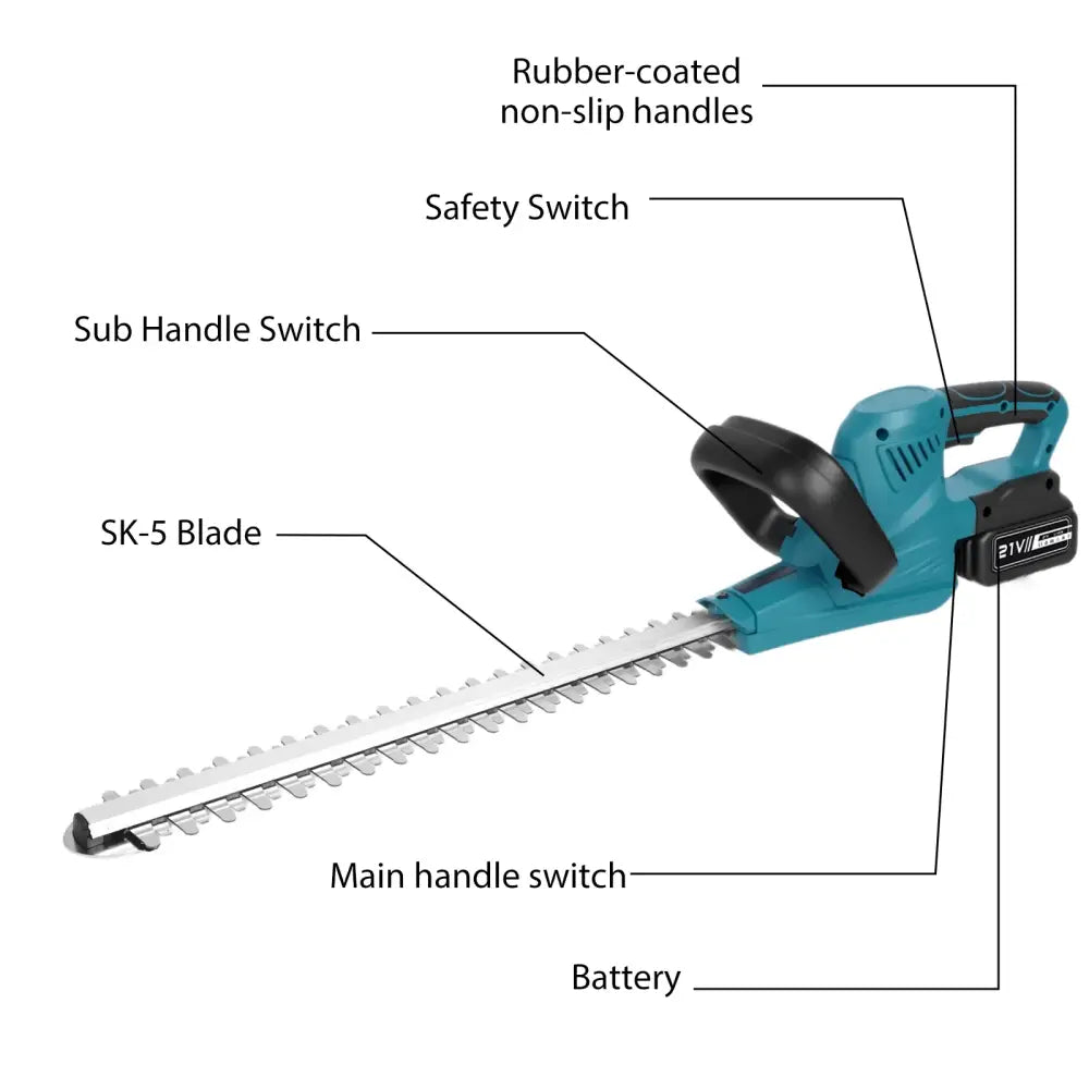 Taille-haie sans fil 2000 W, lame 510 mm et batterie — HGTUGO