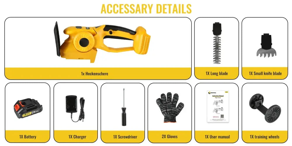 Taille-haie sans fil 21 V 4-en-1 – 2 batteries – détail produit 13