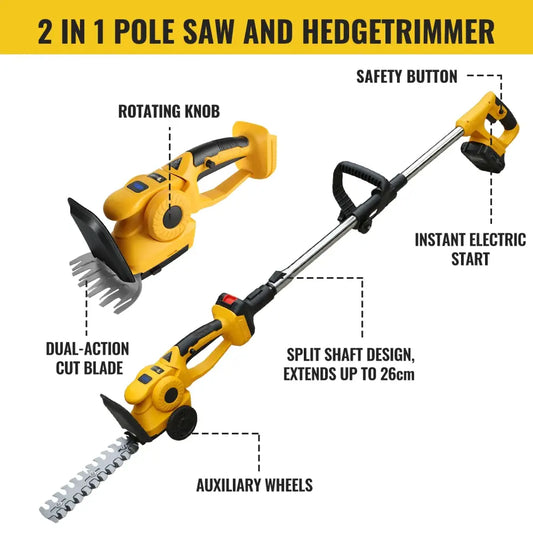 Taille-haie sans fil 21 V 4-en-1 – 2 batteries – détail produit 2