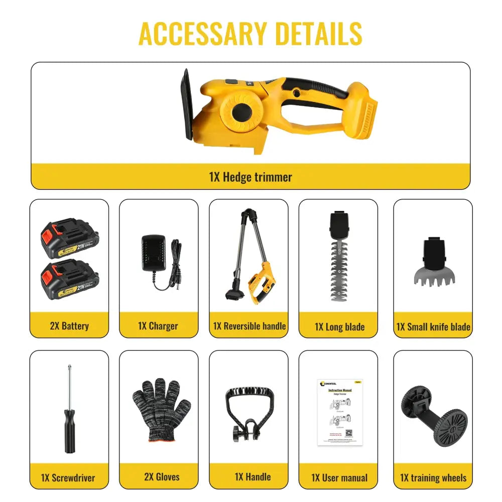 Taille-haie sans fil 21 V 4-en-1 – 2 batteries – détail produit 17