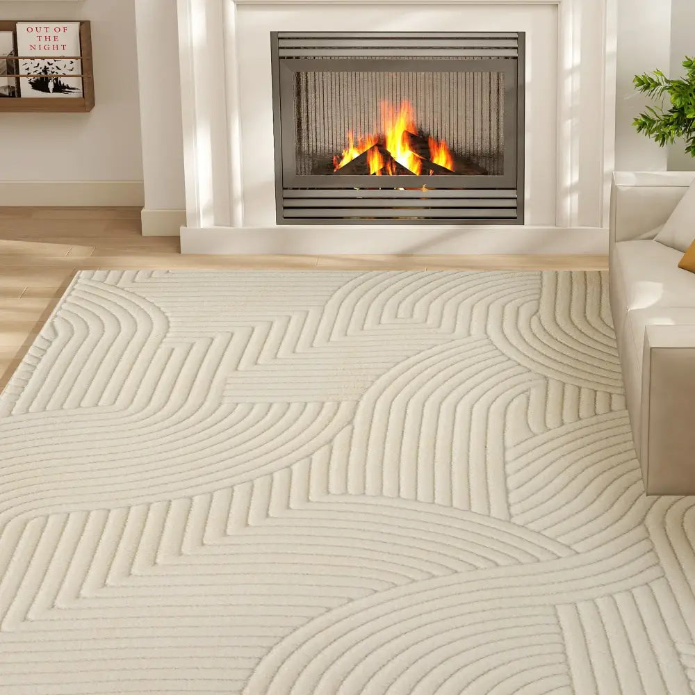 Tapis de salon épais 160 × 120 cm – beige antidérapant - Beige / France / 160 × 120 cm - Tapis de salon