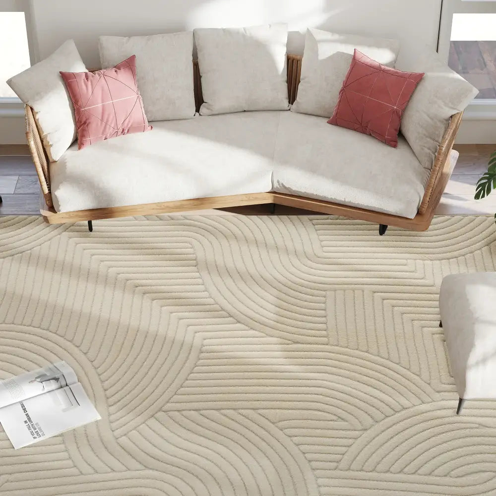 Tapis de salon épais 160 × 120 cm – beige antidérapant - Beige / France / 160 × 120 cm - Tapis de salon