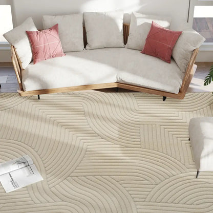 Tapis de salon épais 160 × 120 cm – beige antidérapant - Beige / France / 160 × 120 cm - Tapis de salon