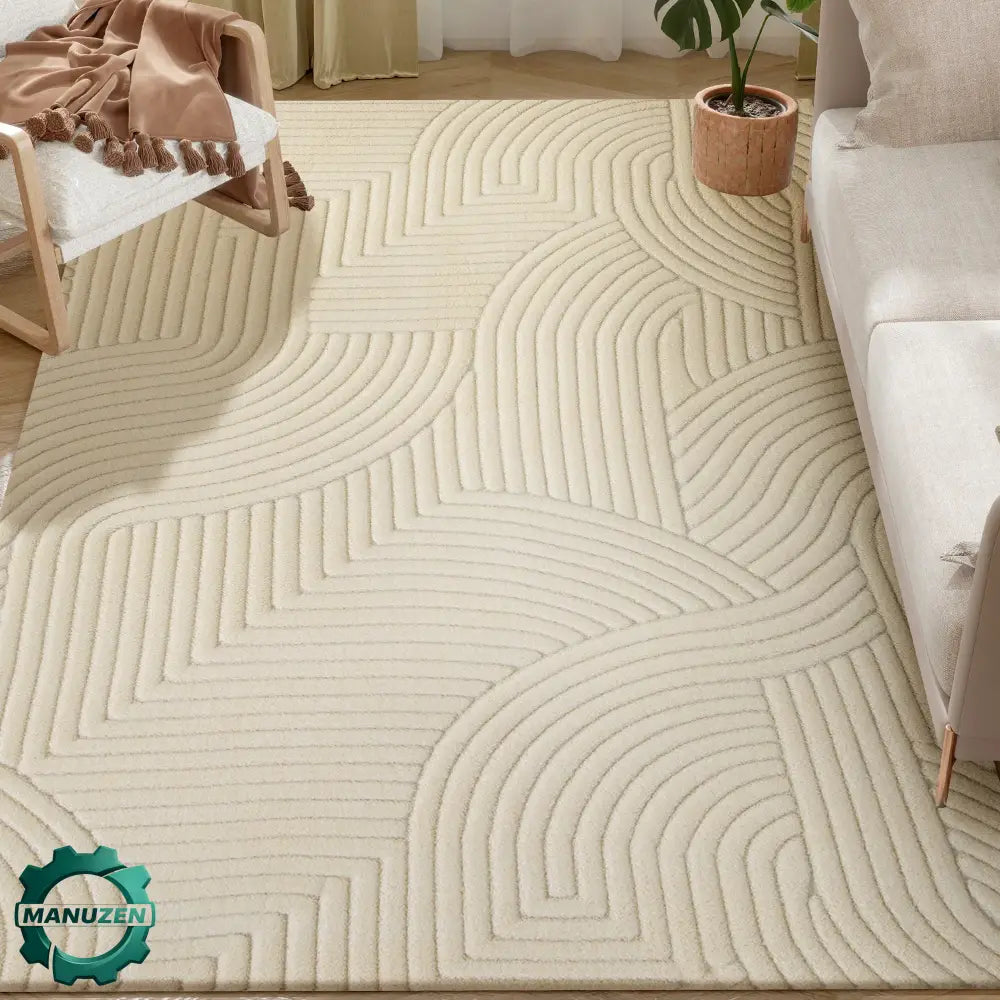 Tapis de salon épais 160 × 120 cm – beige antidérapant - Beige / France / 160 × 120 cm - Tapis de salon