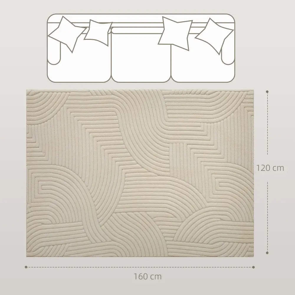Tapis de salon épais 160 × 120 cm – beige antidérapant - Beige / France / 160 × 120 cm - Tapis de salon