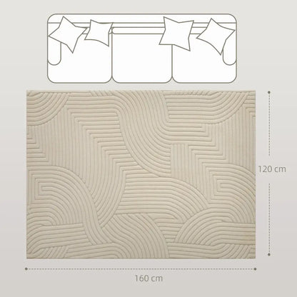 Tapis de salon épais 160 × 120 cm – beige antidérapant - Beige / France / 160 × 120 cm - Tapis de salon