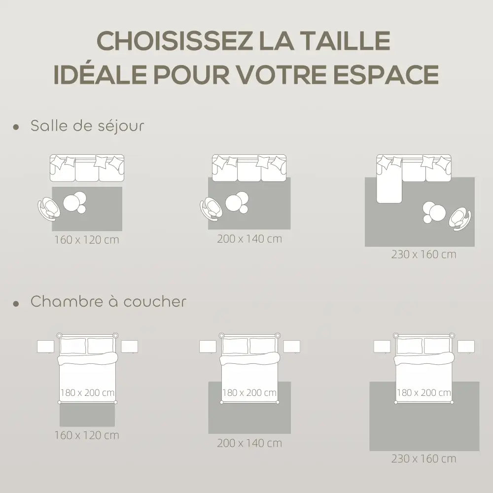 Tapis de salon épais 160 × 120 cm – beige antidérapant - Beige / France / 160 × 120 cm - Tapis de salon
