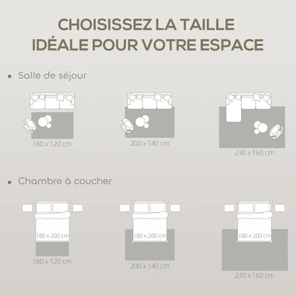 Tapis de salon épais 160 × 120 cm – beige antidérapant - Beige / France / 160 × 120 cm - Tapis de salon