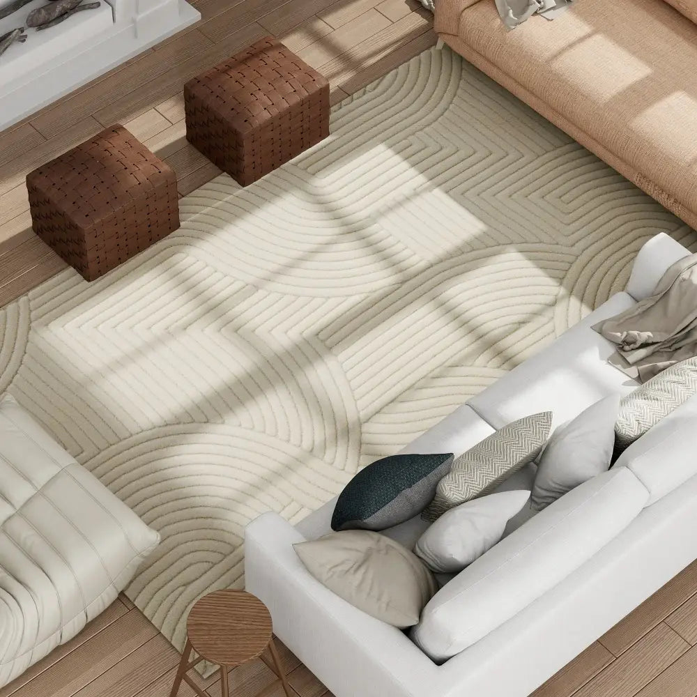 Tapis de salon épais 160 × 120 cm – beige antidérapant - Beige / France / 160 × 120 cm - Tapis de salon