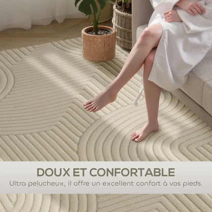 Tapis de salon épais 160 × 120 cm – beige antidérapant - Beige / France / 160 × 120 cm - Tapis de salon