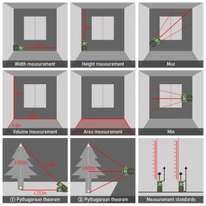 Télémètre laser 100 m numérique – surface volume et Pythagore - Télémètre laser