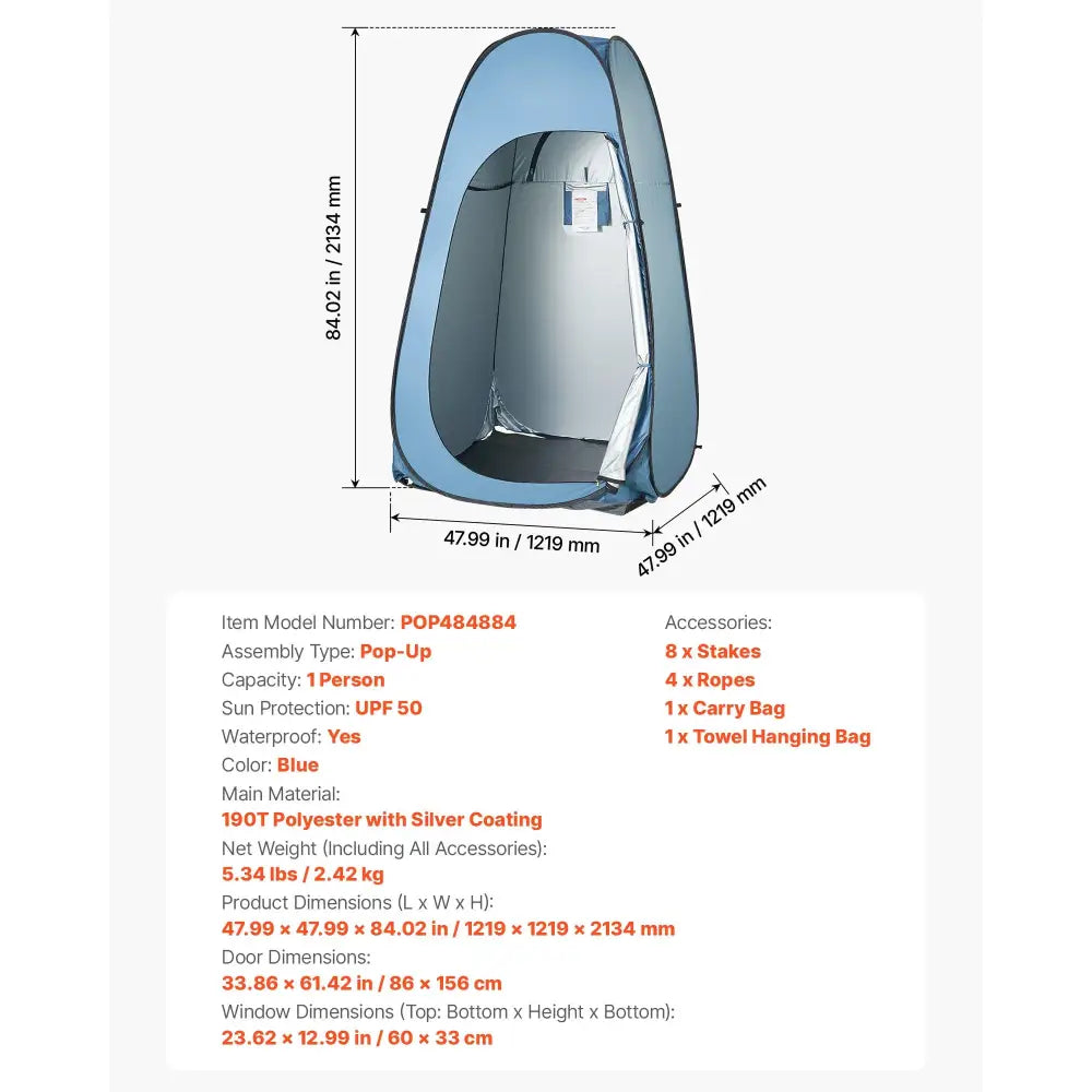 Tente de douche instantanée cabine privée portable — SucceBuy 122 × 122 × 213 cm (L × l × H) Espagne