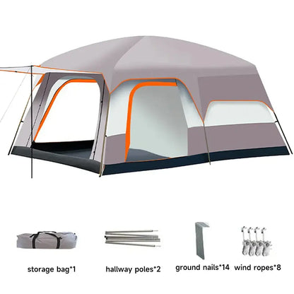 Tente familiale tunnel 2 à 4 personnes — 2 chambres Beige France