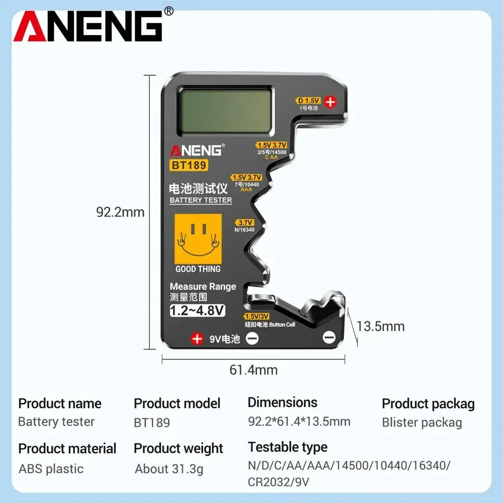 Testeur de piles universel avec écran LCD – détail produit 5
