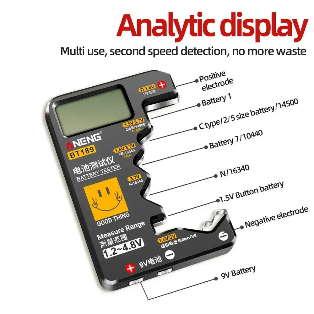 Testeur de piles universel avec écran LCD – détail produit 4