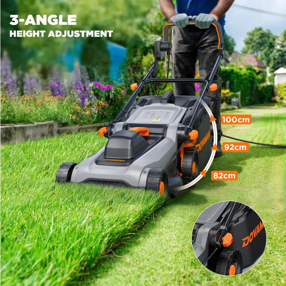 Tondeuse électrique 1500 W DOVAMAN 36 cm paillage ramassage 2 en 1