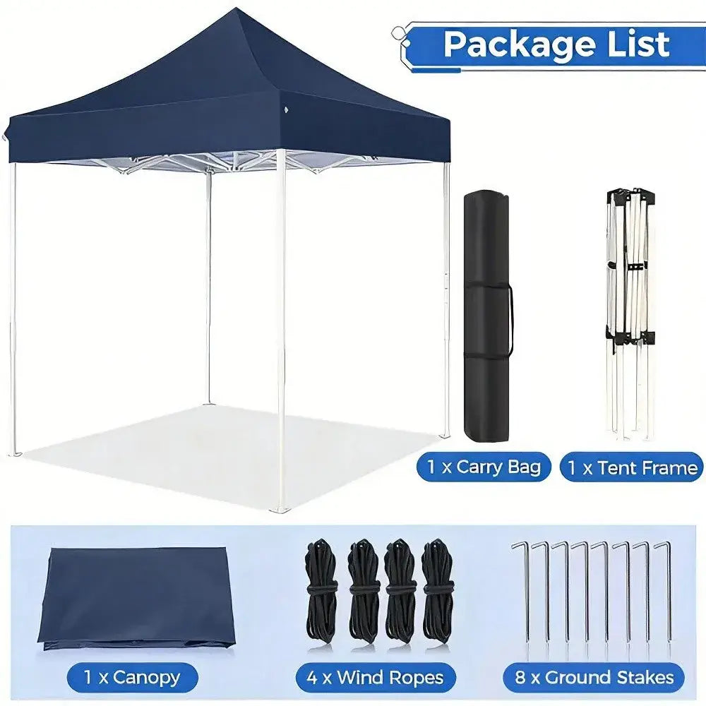 Tonnelle pliante 3 × 3 m imperméable anti-UV – structure aluminium - Bleu foncé – 2 × 2 m / France - Tonnelle pliante