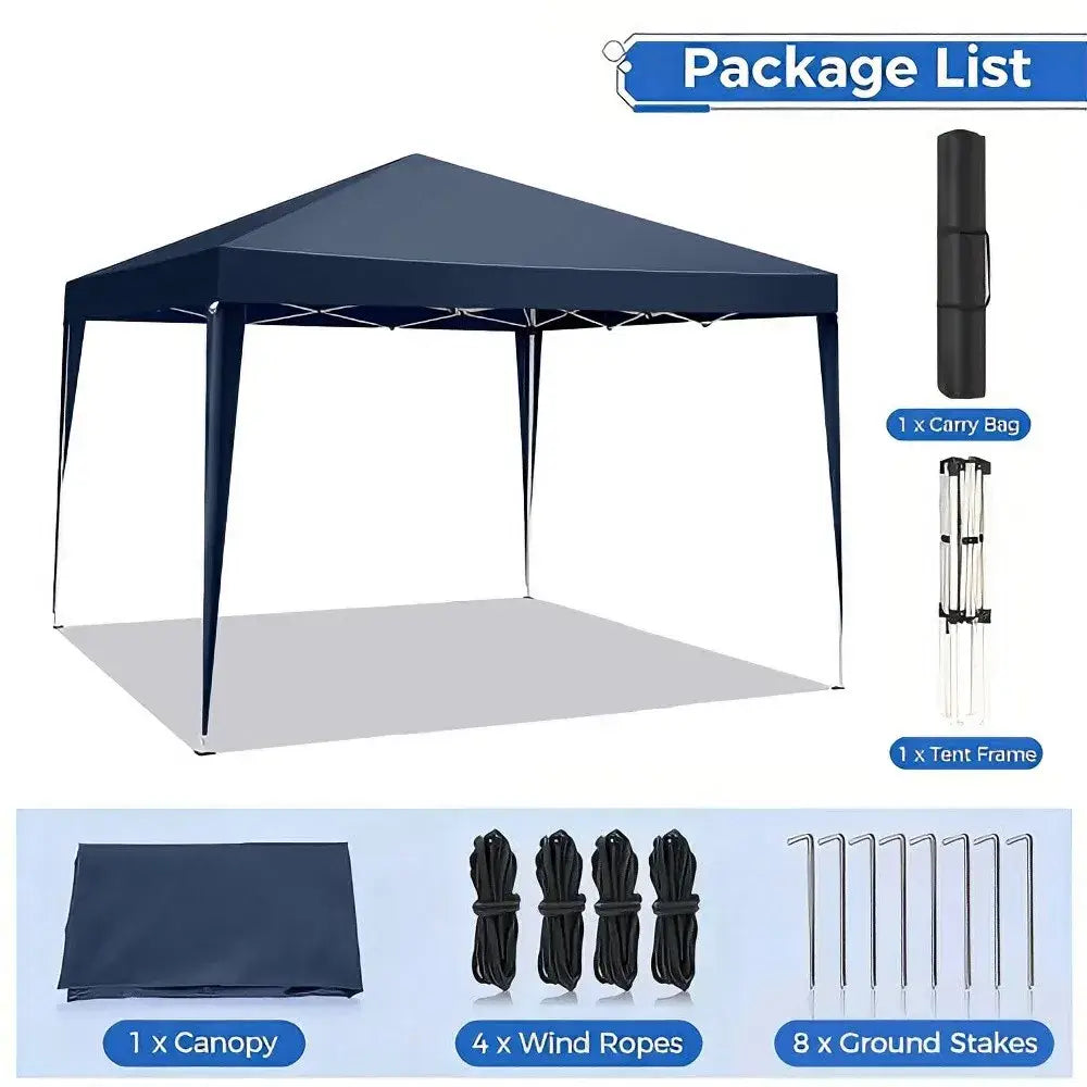 Tonnelle pliante 3 × 3 m imperméable anti-UV – structure aluminium - Bleu foncé – 3 × 3 m / France - Tonnelle pliante