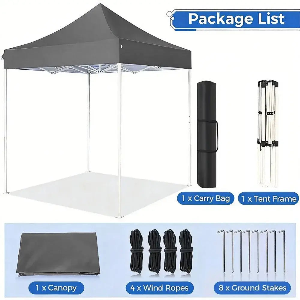 Tonnelle pliante 3 × 3 m imperméable anti-UV – structure aluminium - Gris – 2 × 2 m / France - Tonnelle pliante
