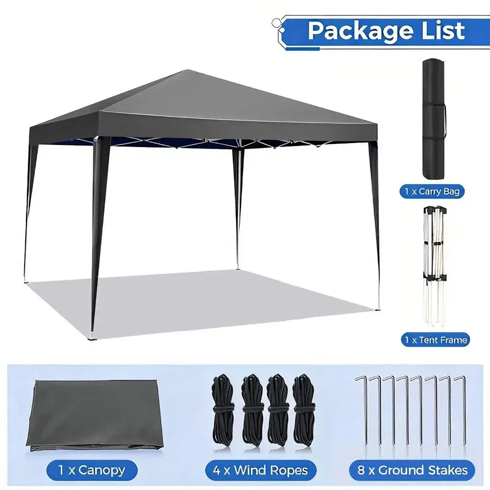 Tonnelle pliante 3 × 3 m imperméable anti-UV – structure aluminium - Gris – 3 × 3 m / France - Tonnelle pliante