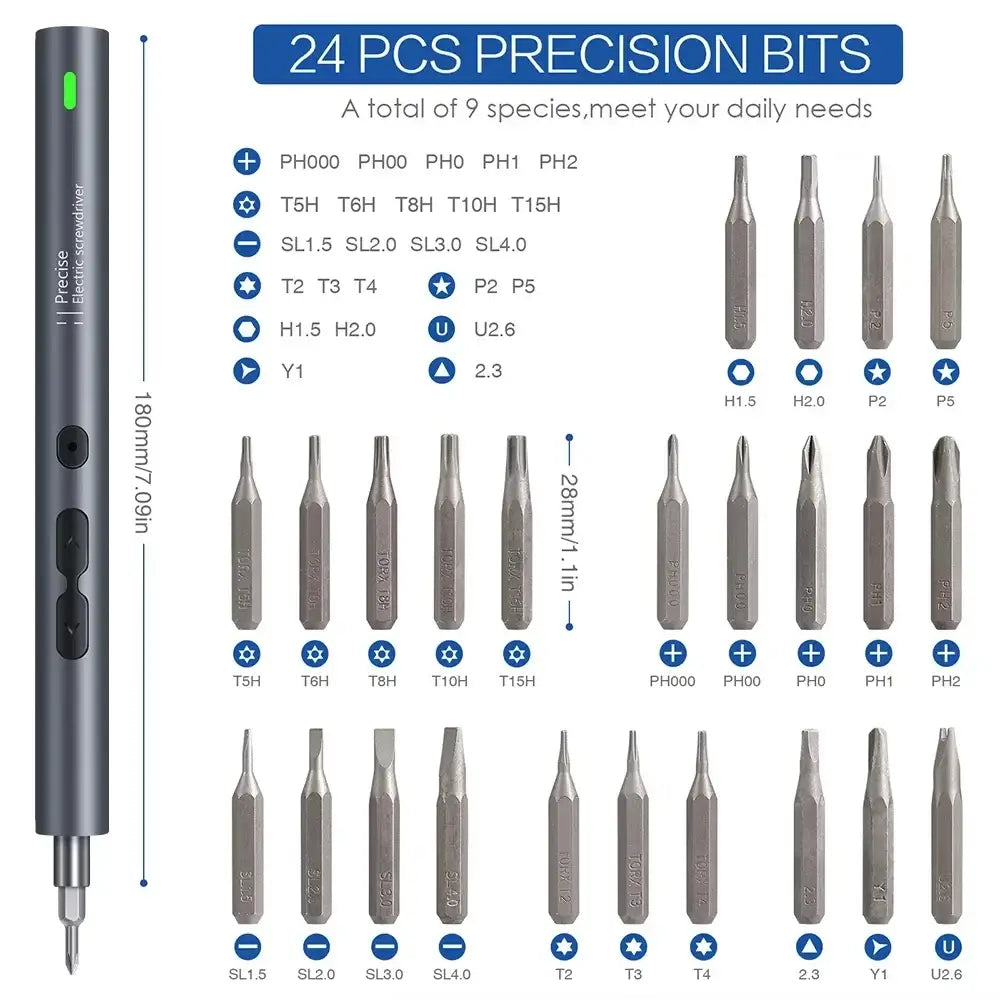 Tournevis électrique de précision 3,6 V – coffrets 28 ou 62 pièces