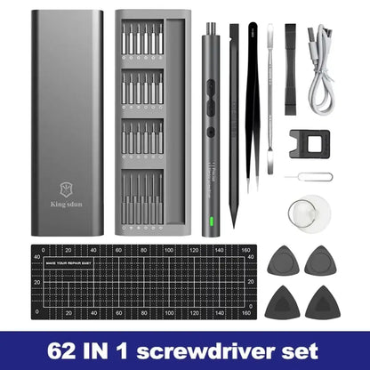 Tournevis électrique de précision 3,6 V – coffrets 28 ou 62 pièces Coffret 62-en-1 France
