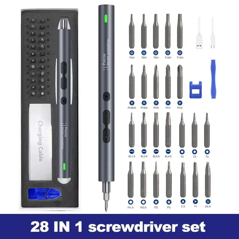 Tournevis électrique de précision 3,6 V – coffrets 28 ou 62 pièces Coffret 28-en-1 France