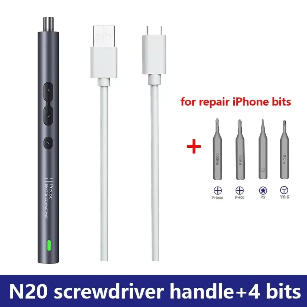 Tournevis électrique de précision – kit 62-en-1 ou poignée – variante Poignée N20 + 4 embouts