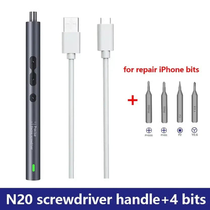 Tournevis électrique de précision – kit 62-en-1 ou poignée – variante Poignée N20 + 4 embouts