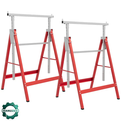 Tréteaux pliants réglables 80–130 cm – lot de 2 en acier - Espagne - tréteaux réglables hauteur 80 130 cm