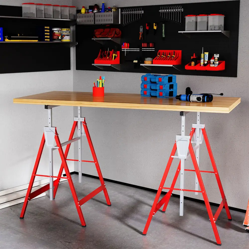 Tréteaux pliants réglables 80–130 cm – lot de 2 en acier - Espagne - tréteaux réglables hauteur 80 130 cm