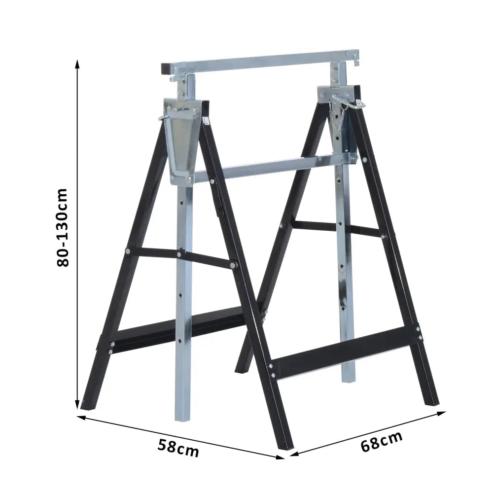 Tréteaux pliants réglables 80–130 cm – lot de 2 - France - tréteaux pliants réglables