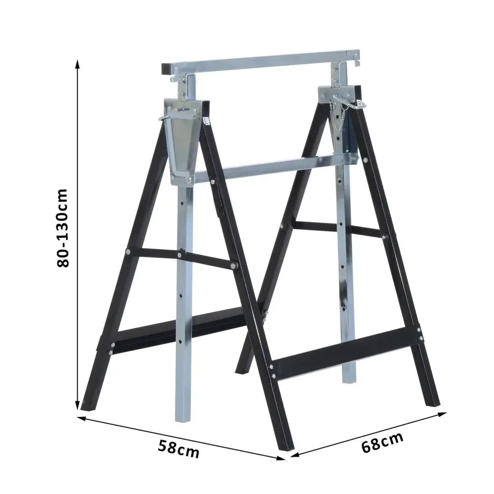 Tréteaux pliants réglables 80–130 cm – lot de 2 - France - tréteaux pliants réglables