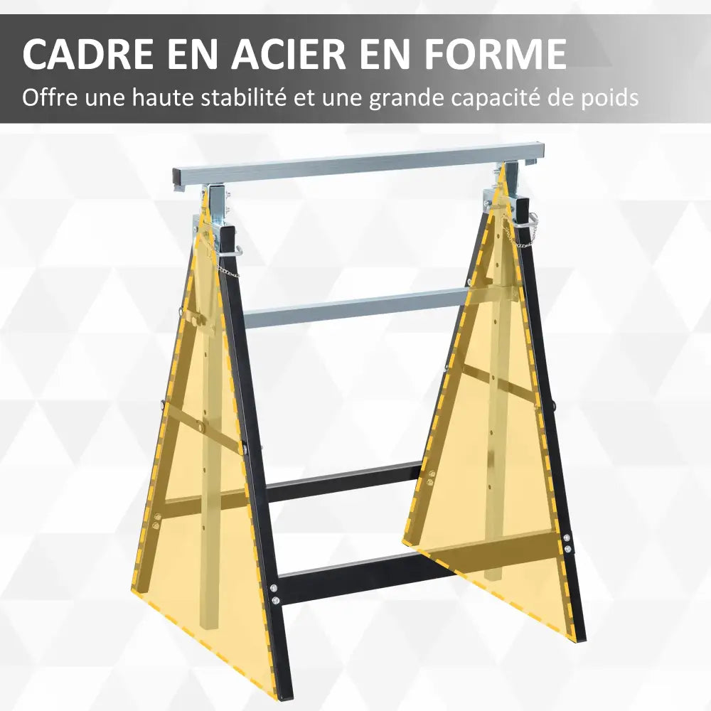 Tréteaux pliants réglables 80–130 cm – lot de 2 - France - tréteaux pliants réglables