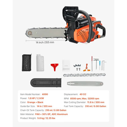 Tronçonneuse thermique 25 à 62 cm³ – guide 30 à 50 cm - Guide 35 cm – 40 cm³ / France - Tronçonneuse thermique