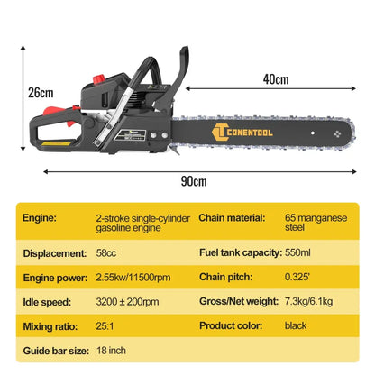 Tronçonneuse thermique 58 cm³ – guide 45,7 cm - Allemagne / 45,7 cm – 18 pouces - tronçonneuse thermique 58 cm3