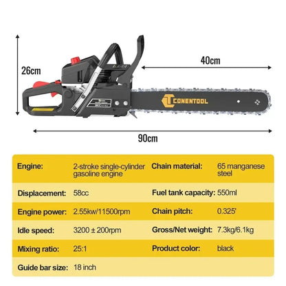 Tronçonneuse thermique 58 cm³ – guide 45,7 cm - Allemagne / 45,7 cm – 18 pouces - tronçonneuse thermique 58 cm3