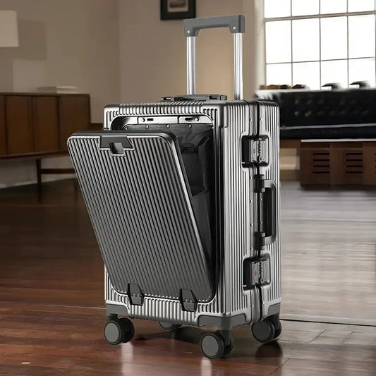 Valise Cabine Ouverture Frontale Roulante Grande Capacité USB Porte Gobelets