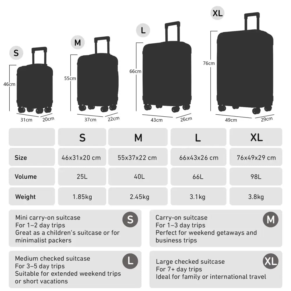 Valise rigide ABS 20 ou 24 pouces – 4 roues 360° - valise rigide ABS 4 roues 360