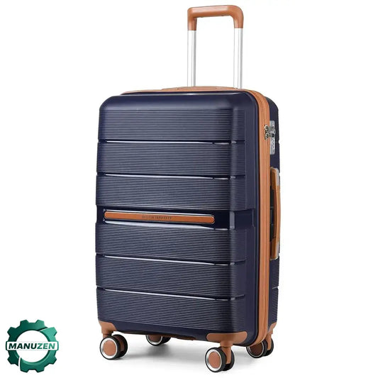 Valise rigide en polypropylène à 8 roues et serrure TSA – variante Bleu – M – 56 × 37 × 22 cm