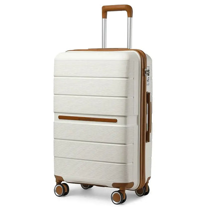 Valise rigide en polypropylène à 8 roues et serrure TSA – variante Ivoire – M – 56 × 37 × 22 cm