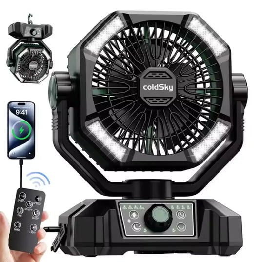 Ventilateur Camping Portable Avec Lanternes LED Et Batterie 20000mAh Green France