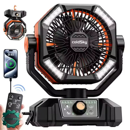 Ventilateur Camping Portable Avec Lanternes LED Et Batterie 20000mAh Orange France