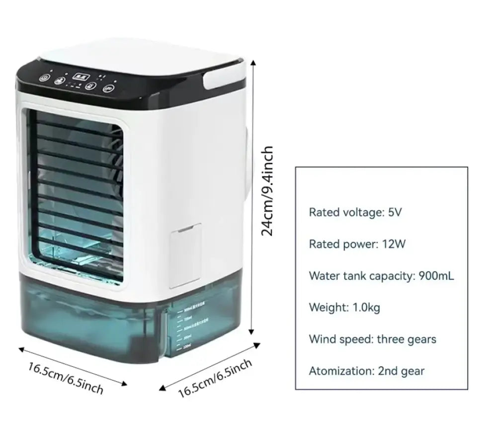 Ventilateur De Climatisation Portable Refroidi À Eau Ultrasonique 2 Vitesses Blanc