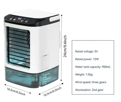 Ventilateur De Climatisation Portable Refroidi À Eau Ultrasonique 2 Vitesses Blanc