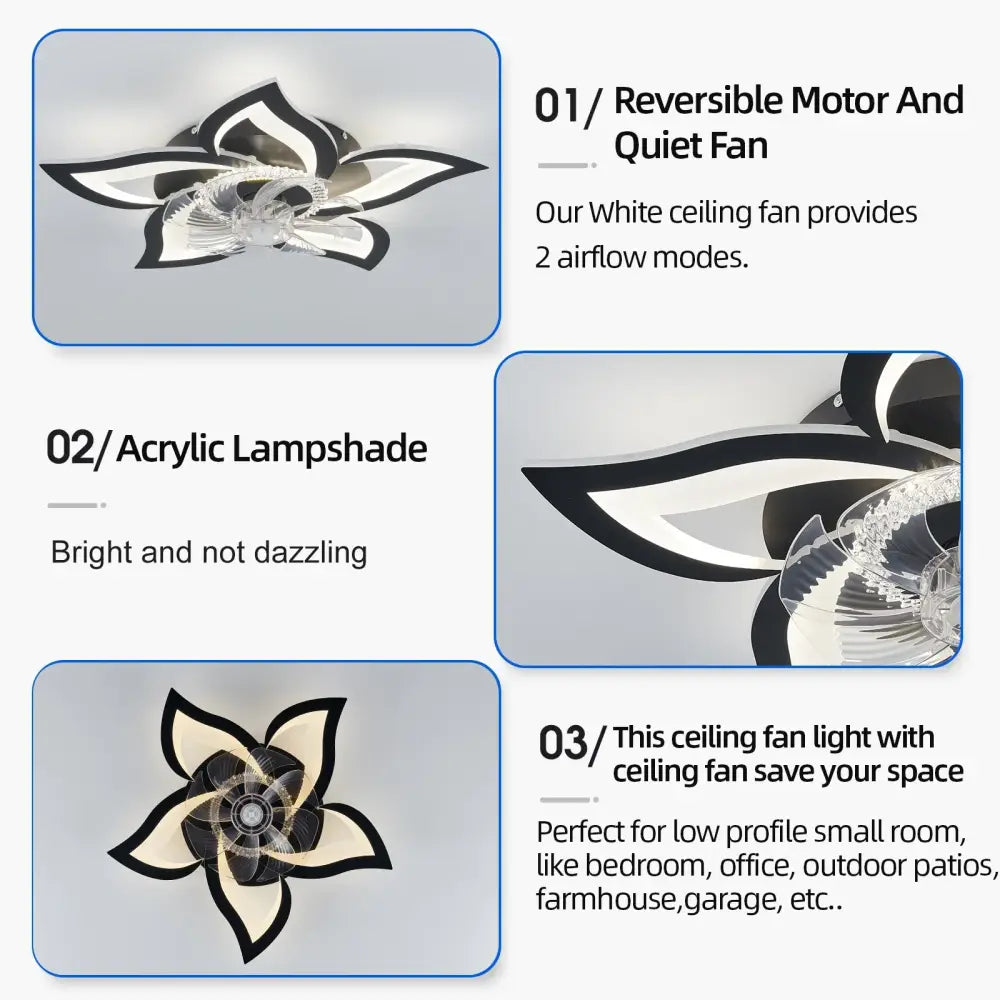 Ventilateur De Plafond LED Moderne Avec Télécommande Silencieuse